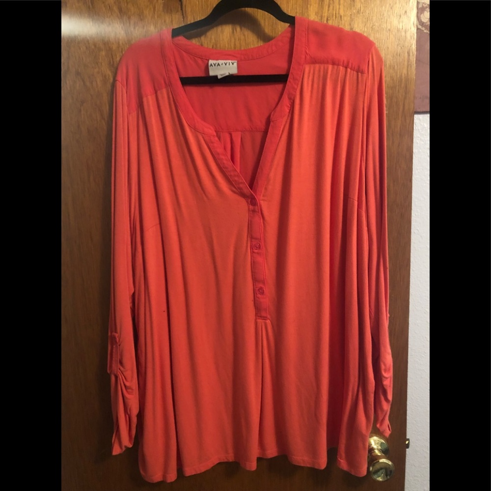 Ava & Viv rolled sleeve button shirt in coral